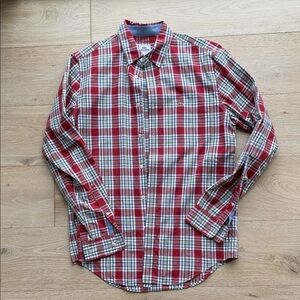 Lacoste Red and White Plaid Men's Shirt